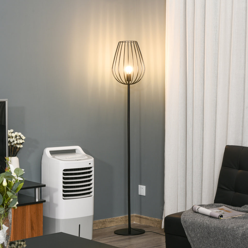Lâmpada de pé com base de metal moderno com interruptor de pé Ф27,5x159 cm Preto — foto 2