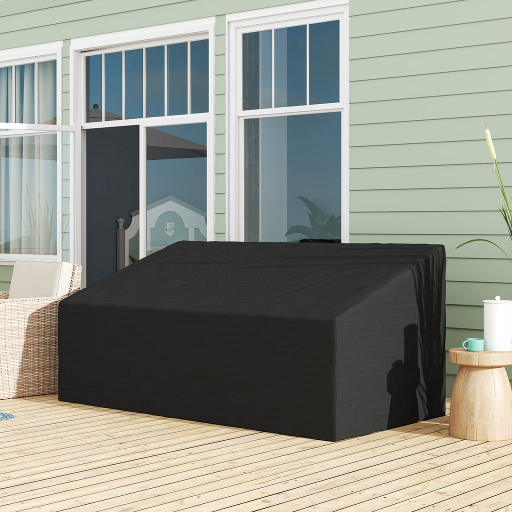 Capa Protetora para Móveis de Jardim Cobertura de Móveis de Tecido Oxford 600D Impermeável para Sofás Bancos 218x111x63-101 cm Preto — foto 2