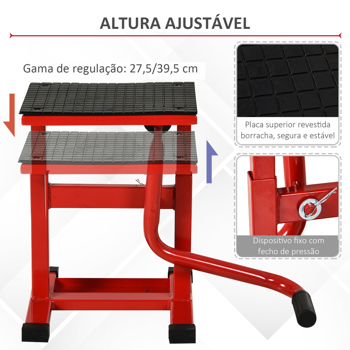 Plataforma Elevatória Altura Ajustável 27,5-39,5 cm Elevador para Motocicletas com Manivela Base Antiderrapante Suporte de Levantamento Carga 150 kg para Reparação de Motocicletas Oficina Garagem — foto 5