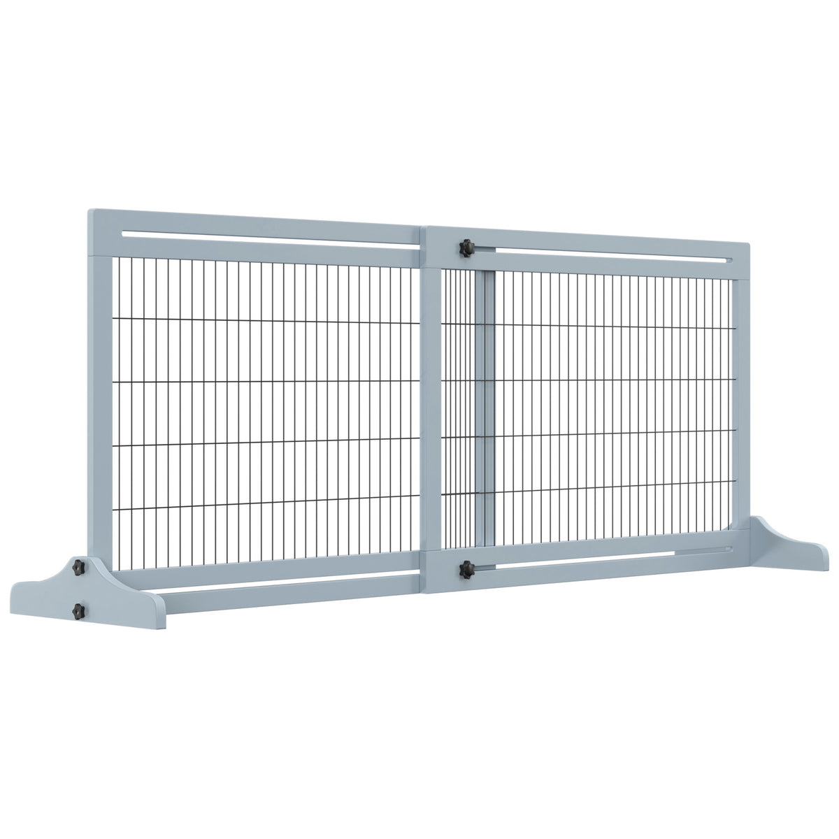 Barreira de Segurança para Cães de Madeira Extensível com Pés de Suporte Barreira de Proteção para Animais de Estimação para Portas Escada Corredor 104-183x36x69 cm Cinza — foto 1
