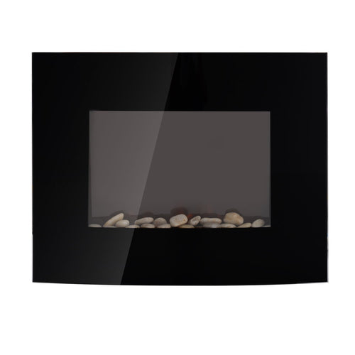 Camino Elettrico da Parete 900/1800W Telecomando Effetto Fiamma 7 Colori 65x11,4x52cm Nero