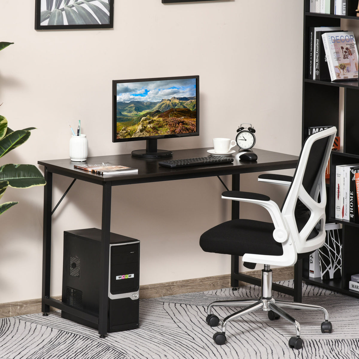 Secdretária Mesa de Computador com Pés Ajustáveis e Estrutura em Aço Secretária Estilo Moderno Capacidade de Carga 70 kg 120x60x73 cm Marrom Escuro e Preto — foto 8