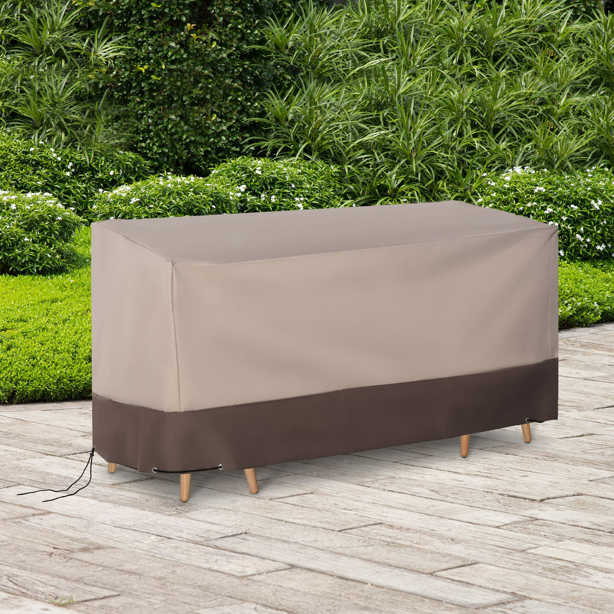Capa para móveis de jardim 600D Oxford Proteção contra poeira Capa contra raios ultravioleta para móveis de exterior 127x72x76 cm para mesas cadeiras sofás marrom — foto 2
