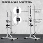 Suporte para Barras de Pesos Ajustável Estante Multifuncional 2 Peças de Aço Treinamento em Casa Peso 200 kg 58,5x75,5x136-176 cm Prata e Preto — foto 5