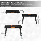 Bancada de Trabalho 5 em 1 Mesa de Trabalho com Altura Ajustável em 2 Níveis Pés Retráteis e 4 Rodas Carga Máxima 150kg para Oficina Garagem 105x74x80cm Preto — foto 6