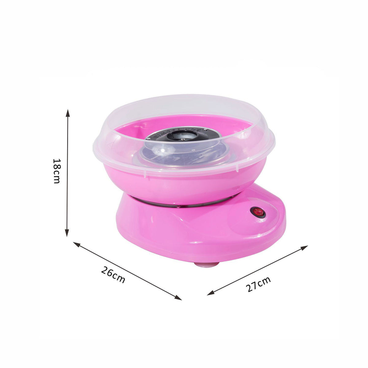 Máquina de Algodão Doce Potência 450W-550W Máquina de Algodão Doce com Colher Medidora e 10 Palitos de Bambu Aço Inoxidável e Alumínio 27x26x18 cm Rosa — foto 3