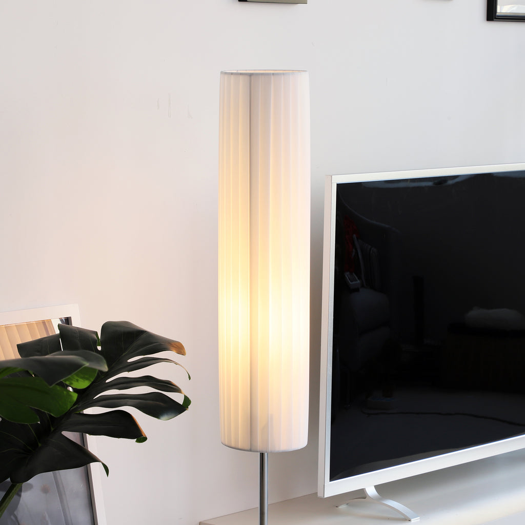 Candeeiro de Pé Moderno para o Quarto com Luzes E27, 40W e Interruptor de Pé, com Base de Aço Inoxidável Cor Branca 120cm — foto 7