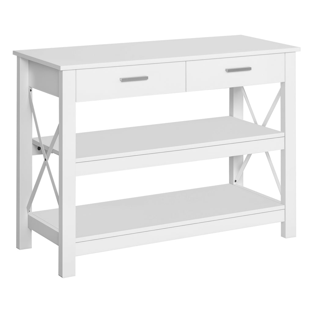 Mesa de console de estilo moderno com 2 gavetas e prateleiras inferiores 105x40x76 cm Branco — foto 1