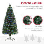 Árvore de Natal Artificial 150cm com 180 Ramos Luzes LED de Múltiplas Cores e Estrela Decorativa Ø74x150 cm Verde — foto 7