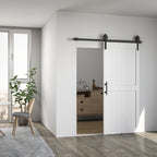 Porta de Correr Celeiro com Ferragens Porta Corredera de Interior com Puxador Rolo e Guia de Chão para Casa de Banho Sala de Estar 91,5x213,4 cm Branco — foto 2