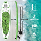 Prancha de Paddle Surf Inflável com Remo Ajustável entre 160-210cm com Barbatana Removível Bolsa de Transporte e Bomba de Insuflar Carga 100 kg 302x76x10cm Verde — foto 3