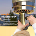 Aquecedor a Gás Butano 13 KW Aquecedor de Exterior a Gás Portátil com Temperatura Ajustável Proteção Contra Tombos Ignição Piezoelétrica e Rodas Adequado para Butano e Propano 82x82x222 cm Cinzento — foto 6