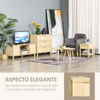 Mesa de cabeceira em malha Mesa lateral com gaveta e prateleira inferior em DM e vime para quarto Sala 40x40x48 cm Cor madeira — foto 6