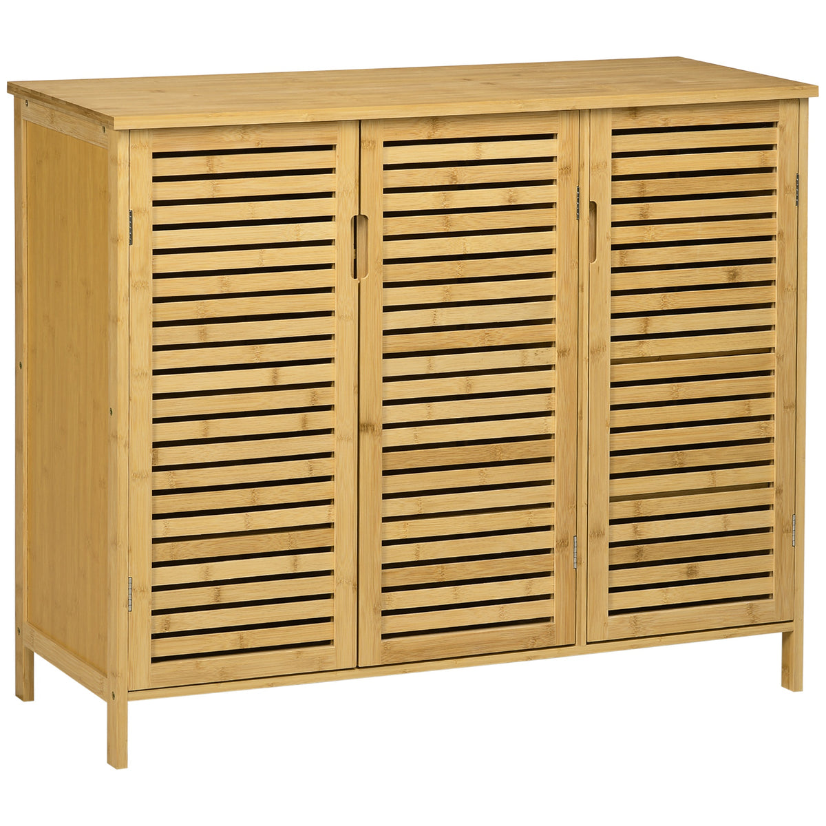 Sapateira de Entrada Armário Sapateira com 3 Portas de Persiana Prateleiras Ajustáveis para 16 Pares de Sapatos para Corredor Entrada 100x35x80 cm Natural — foto 1