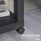 Mesa Auxiliar com Rodas Mesa Auxiliar com Prateleira Aberta para Sofá Dormitório 40x40x40 cm Branco e Madeira Preto e Madeira — foto 6