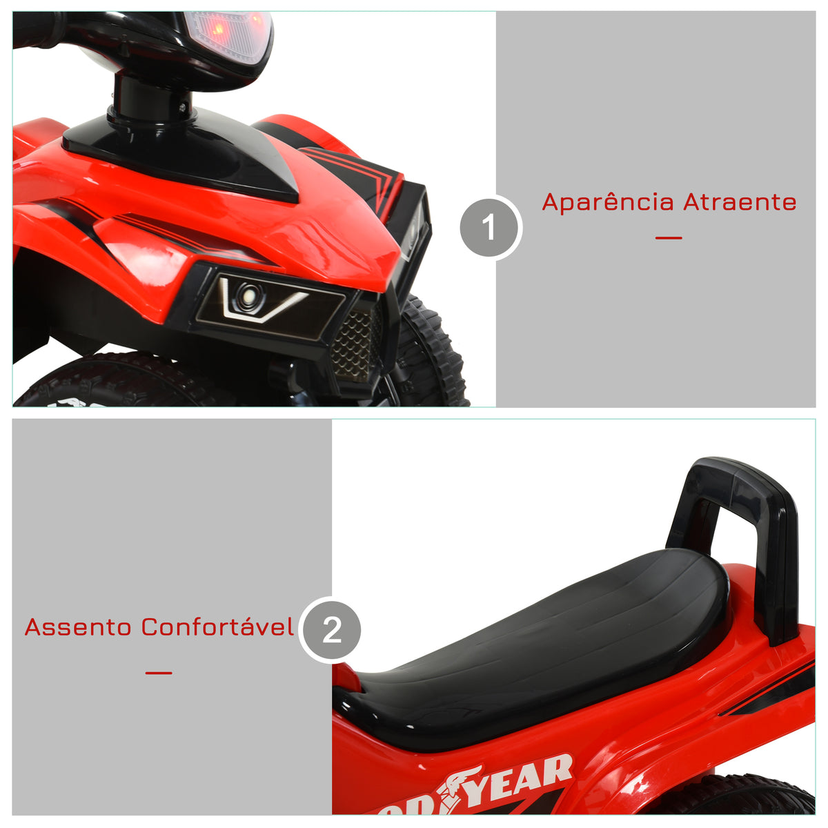 Quadriciclo elétrico para crianças acima de 12 meses Carro elétrico quad Com funções Luzes musicais Buzina e espaço secreto de armazenamento 60x38x42 cm Azul — foto 4