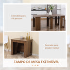 Mesa de Jantar Extensível para 4-6 Pessoas com Lateral Abatível Mesa Auxiliar Multifuncional para Escritório Cozinha Carga Máxima 60kg 180x85x75cm Marrom — foto 4