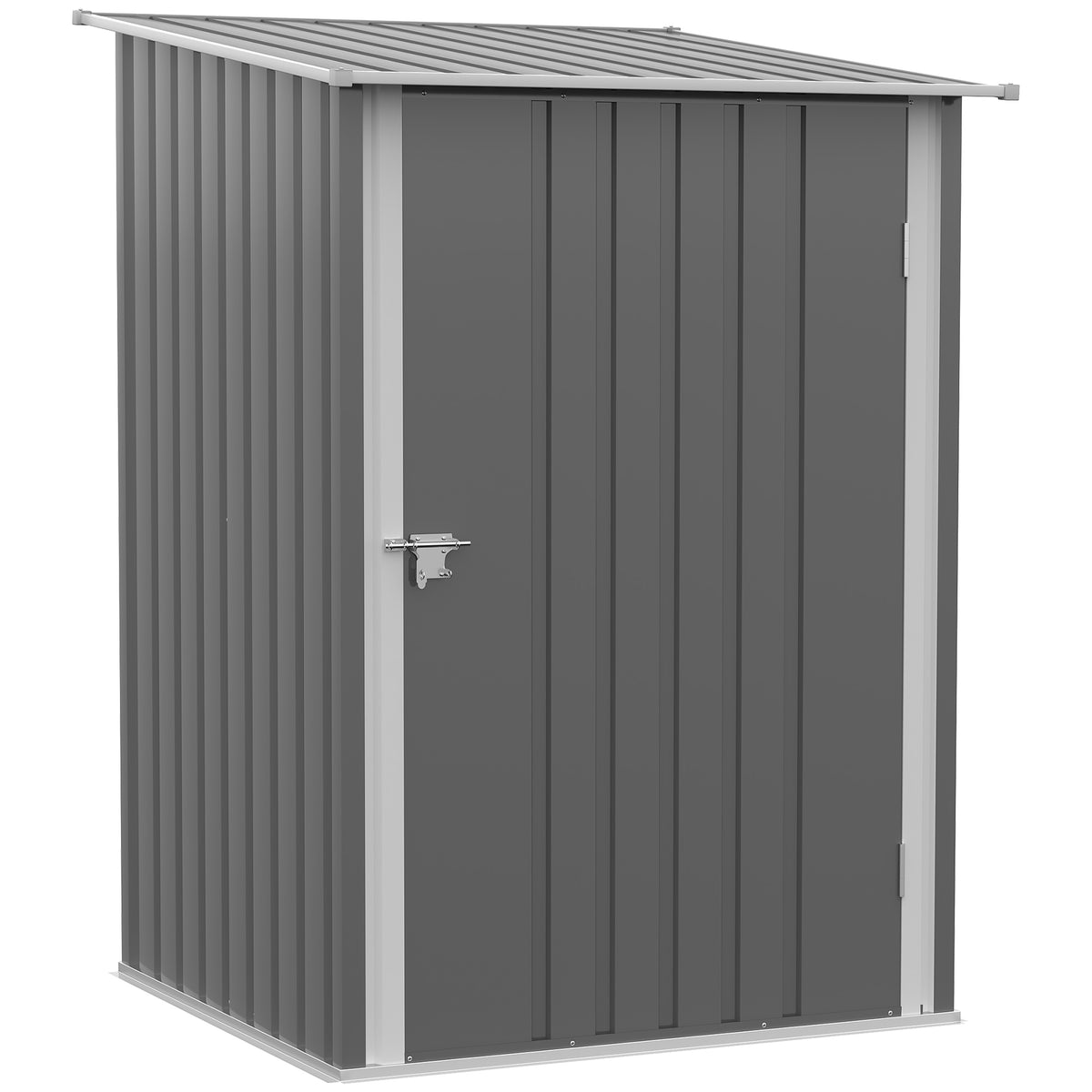 Abrigo de Jardim 0,92 m² 100x103x160 cm Abrigo Exterior de Aço Galvanizado com Porta Fechadura e Teto Inclinado para Armazenamento de Ferramentas Cinza — foto 1