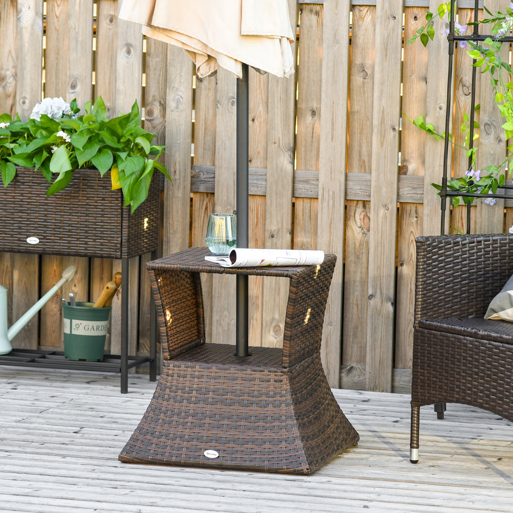 Mesa de Centro Vime com Buraco para Guarda-sol Mesita de Café Chá Mesa Auxiliar para Exterior Varanda Pátio 54x54x55cm — foto 2