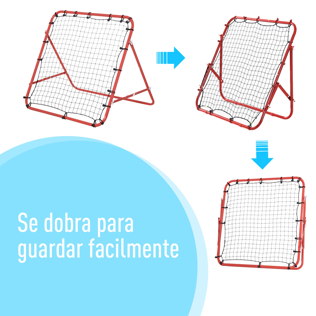 Rede de Rebote de Metal Rede de Rebote com Ângulo Ajustável e 20 Cordas Elásticas para Treinamento de Futebol Tenis Beisebol Desportes 96x80x96cm Vermelho — foto 4