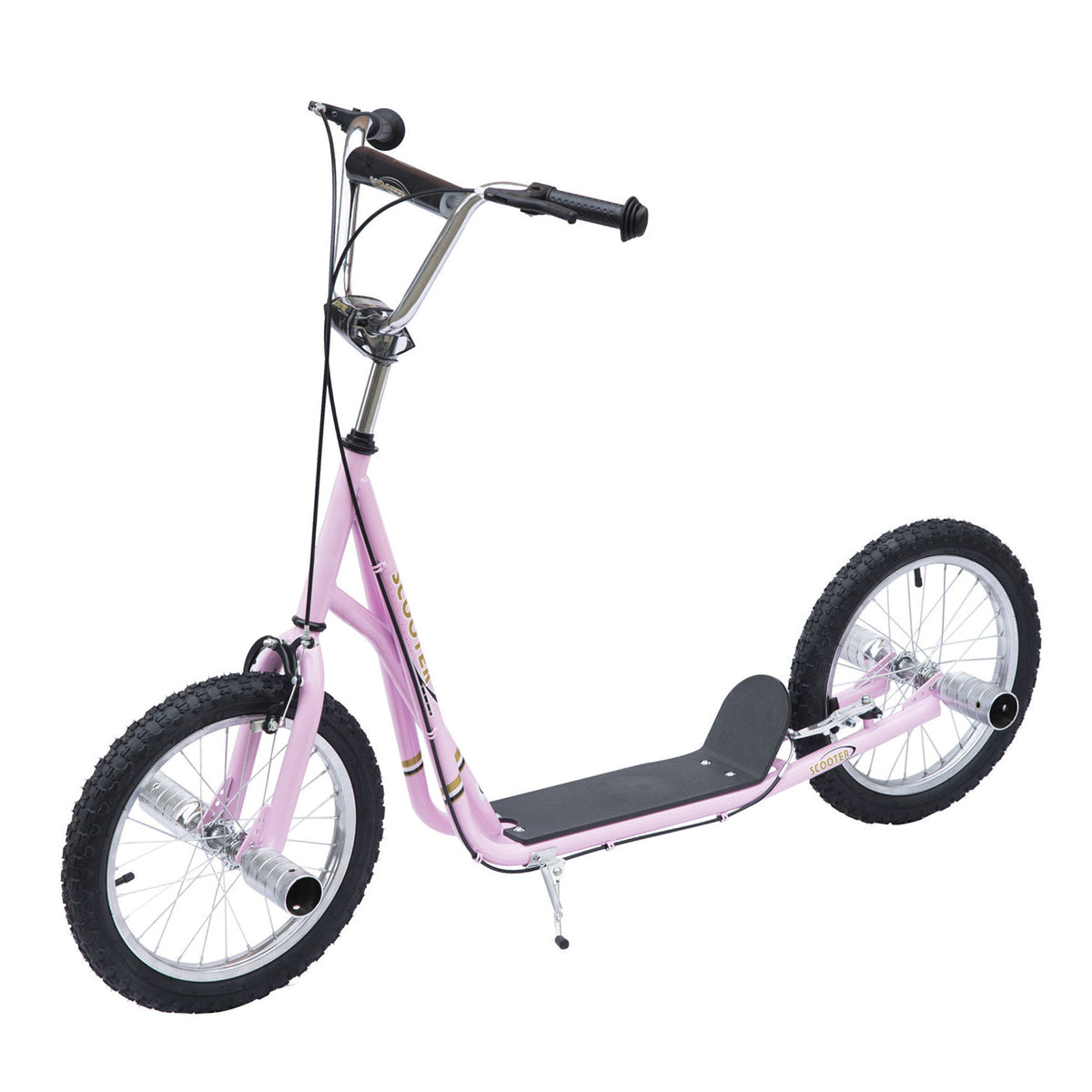 Trotinete com 2 Rodas de 16 Polegadas Trotinete para Crianças com Altura Ajustável e Freio 143x58x92-100 cm Rosa — foto 1
