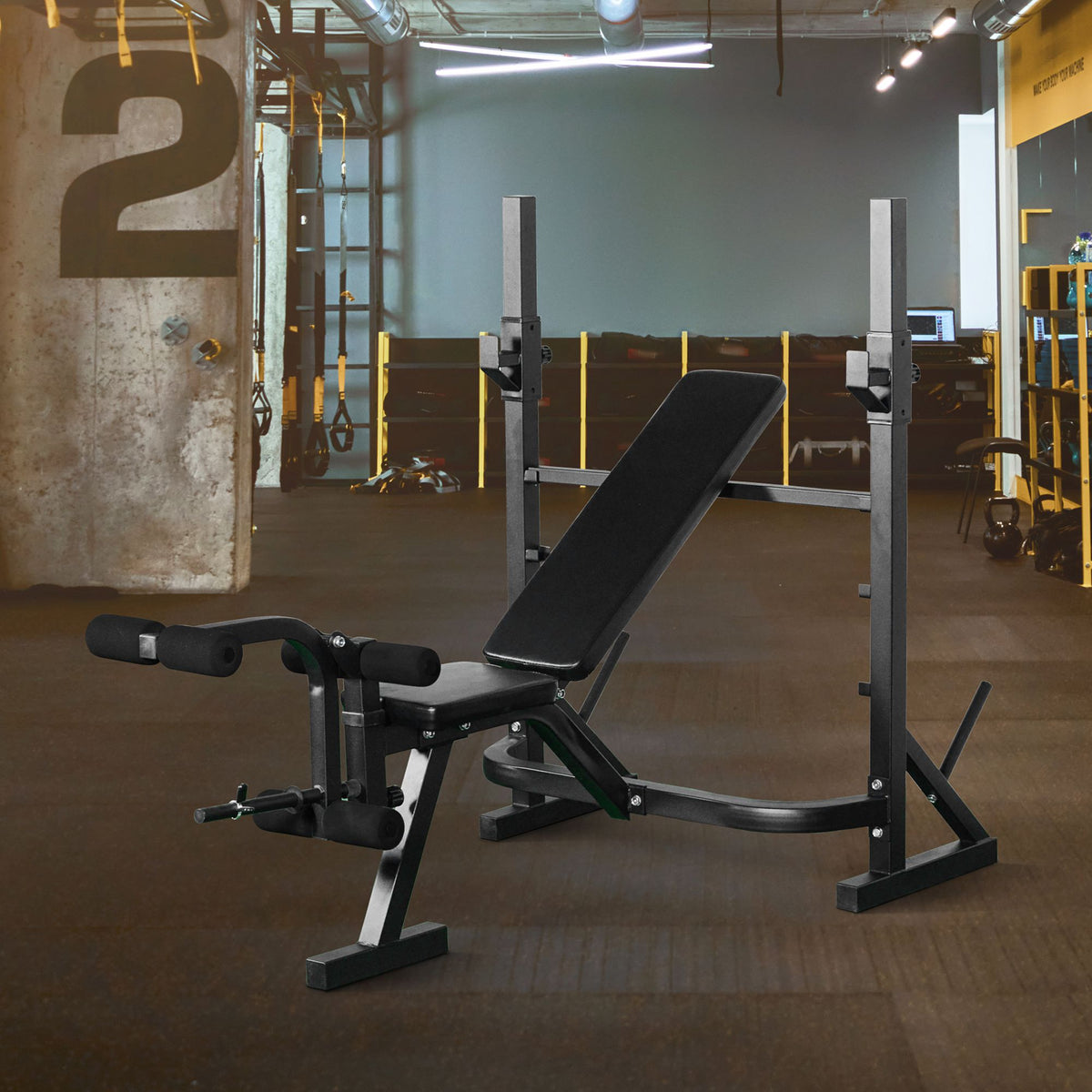 Banco de Musculação Multifuncional com Altura Ajustável de 3 Níveis para Treino de Corpo Inteiro 175x98x130 cm Preto — foto 2