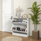 Sapateira Moderna Sapateira Entrada com 2 Gavetas Rebatíveis e Prateleias Ajustáveis para 16 Pares de Sapatos Sapateira Compacta para Corredor 81,5x25x83 cm Branco — foto 8