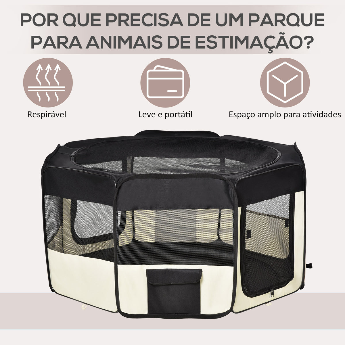 Parque Dobrável para Cães e Gatos Parque para Animais de Estimação com 2 Portas e Almofada Tecido Oxford Ø120x58 cm Preto — foto 4