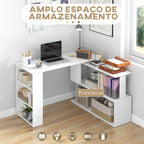 Secretária para Computador Mesa de Canto Rotação 360° Multiformes para Casa, Escola e Escritório 5 Prateleiras Estante Branca — foto 4