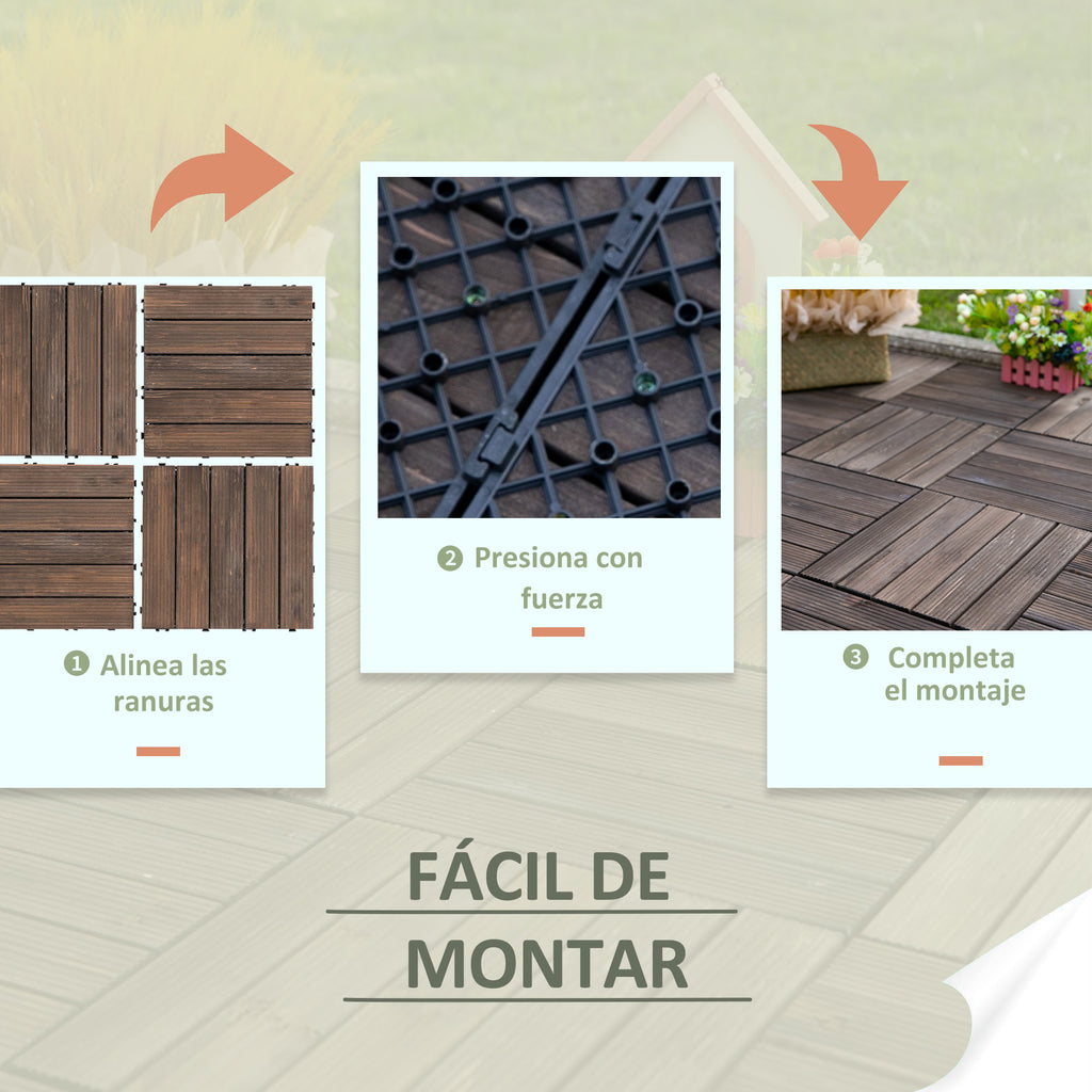 Módulo de 27 Deck de Madeira 30x30cm com Área de 2,43 m² Estrados com Sistema de Clic para Balcão Terraço Jardim Marrom Escuro — foto 5