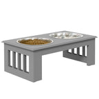 Comedouro Elevado para Cães com Suporte e 2 Tigelas Amovíveis de Aço Inoxidável Alimentador para Animais de Estimação 44x24x15 cm Cinza — foto 1