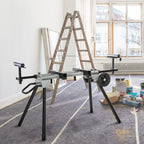 Suporte universal para serra de esquadria dobrável com distância de trabalho ajustável, fácil de transportar e armazenar 123,5-245x73x96 cm Preto — foto 2