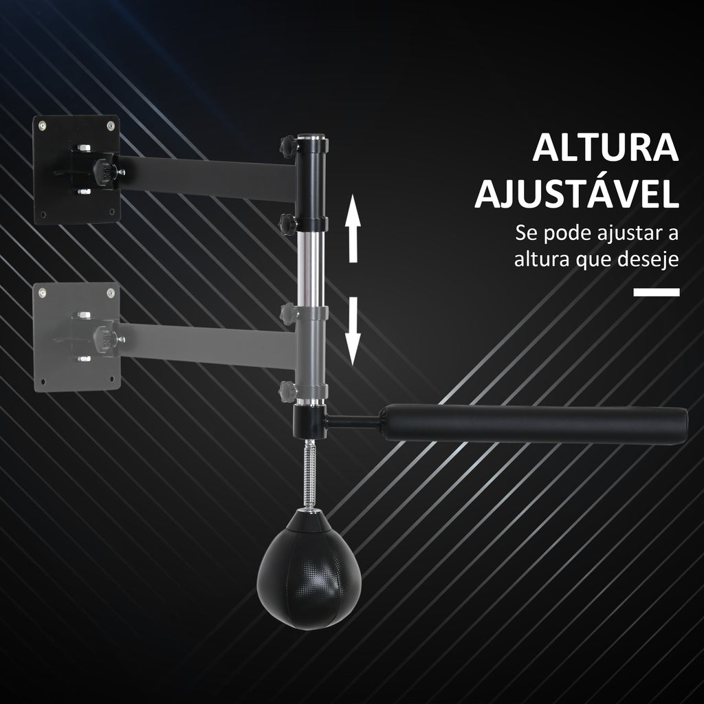 Punching Ball de Boxe Montado na Parede Altura Ajustável com Barra Giratória e Inflador Bola de Velocidade para Adultos e Adolecentes 79x72x20cm Preto e Vermelho — foto 6