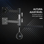 Punching Ball de Boxe Montado na Parede Altura Ajustável com Barra Giratória e Inflador Bola de Velocidade para Adultos e Adolecentes 79x72x20cm Preto e Vermelho — foto 6