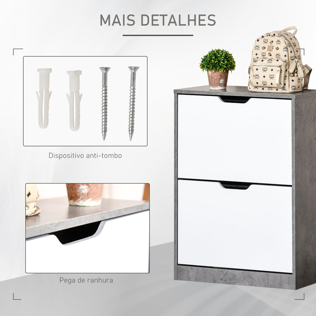 Sapateira Moderna Móvel Sapateira de Entrada com 2 Prateleiras Abatíveis para 8 Pares de Sapatos Sapateira Estreita para Corredor Entrada 62,5x26x81 cm Cinza — foto 5