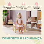 Poltrona Infantil Sofá para Crianças acima de 3 Anos com Tecido Suave de Veludo Cotelê Estrutura de Madeira Assento e Encosto Acolchoados Apoio de Braços Suporta 45 kg 46,5x44x45 cm Rosa — foto 6