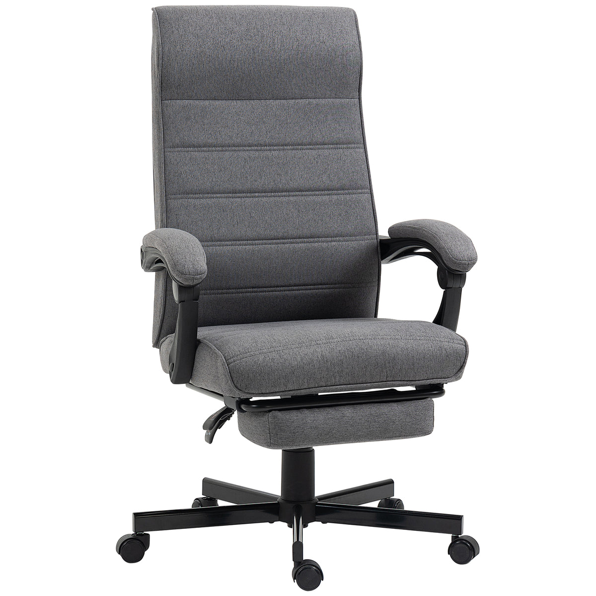 Cadeira de Escritório Giratória Cadeira de Escritório Reclinável com Altura Ajustável Apoio para os Braços Apoio para os Pés Retrátil para Sala de Estar Escritório Estúdio Carga 20kg 68x67x106-114 cm Cinza — foto 1