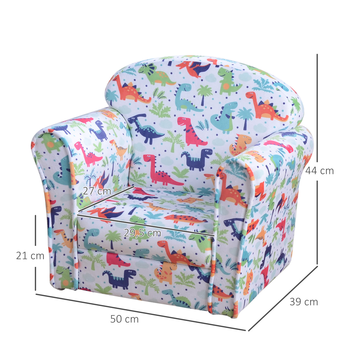 Poltrona para Crianças acima de 3 Anos com Desenhos de Foguete Estrutura de Madeira e Estofado em Flanela 50x39x44 cm Multicor — foto 3