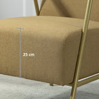 Poltrona de Sala Poltrona Individual com Apoios de Braços Estrutura em Aço Dourado Estilo Moderno para Sala de Estar Quarto 62x81x92 cm Castanho — foto 7