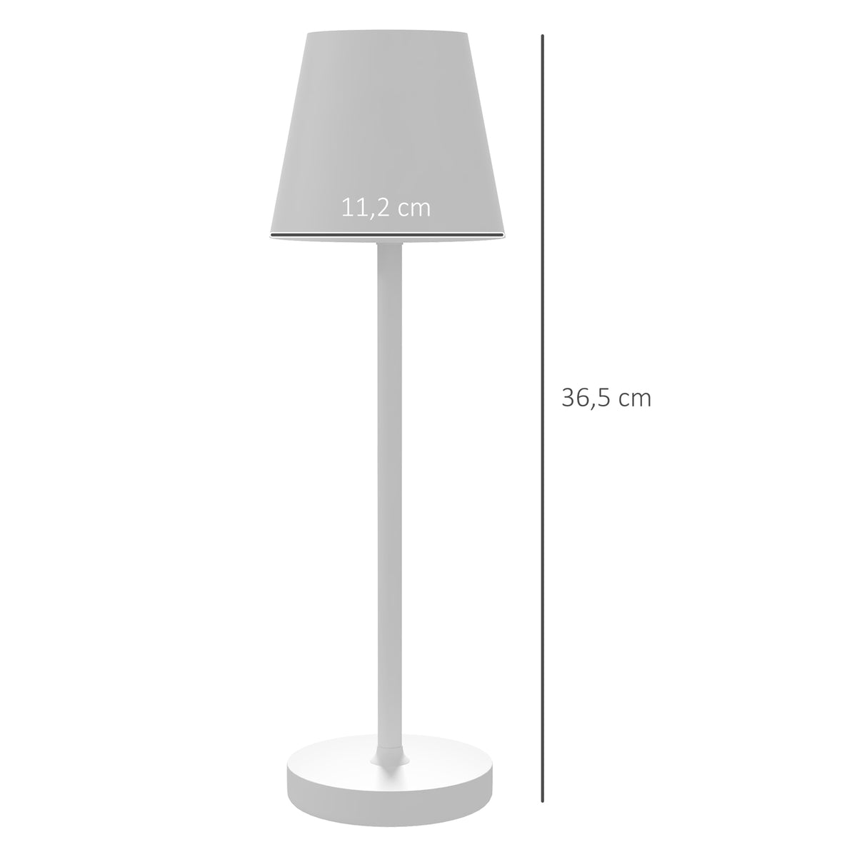 Candeeiro de Mesa com Luzes LED Candeeiro de Mesa Sem Fios Recarregável por USB-C 3 Cores Ecrã de Acrílico para Quarto Sala Ø11,2x36,5 cm Branco - Modelo 1 — foto 3