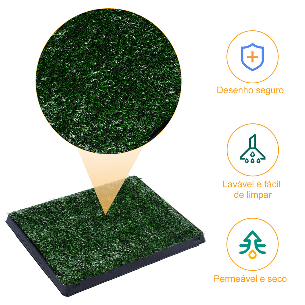 Sanita para Cães com Relva Artificial e Bandeja Sanita Interior para Animais de Estimação com Bandeja Lavável 51x63x6 cm Verde — foto 6