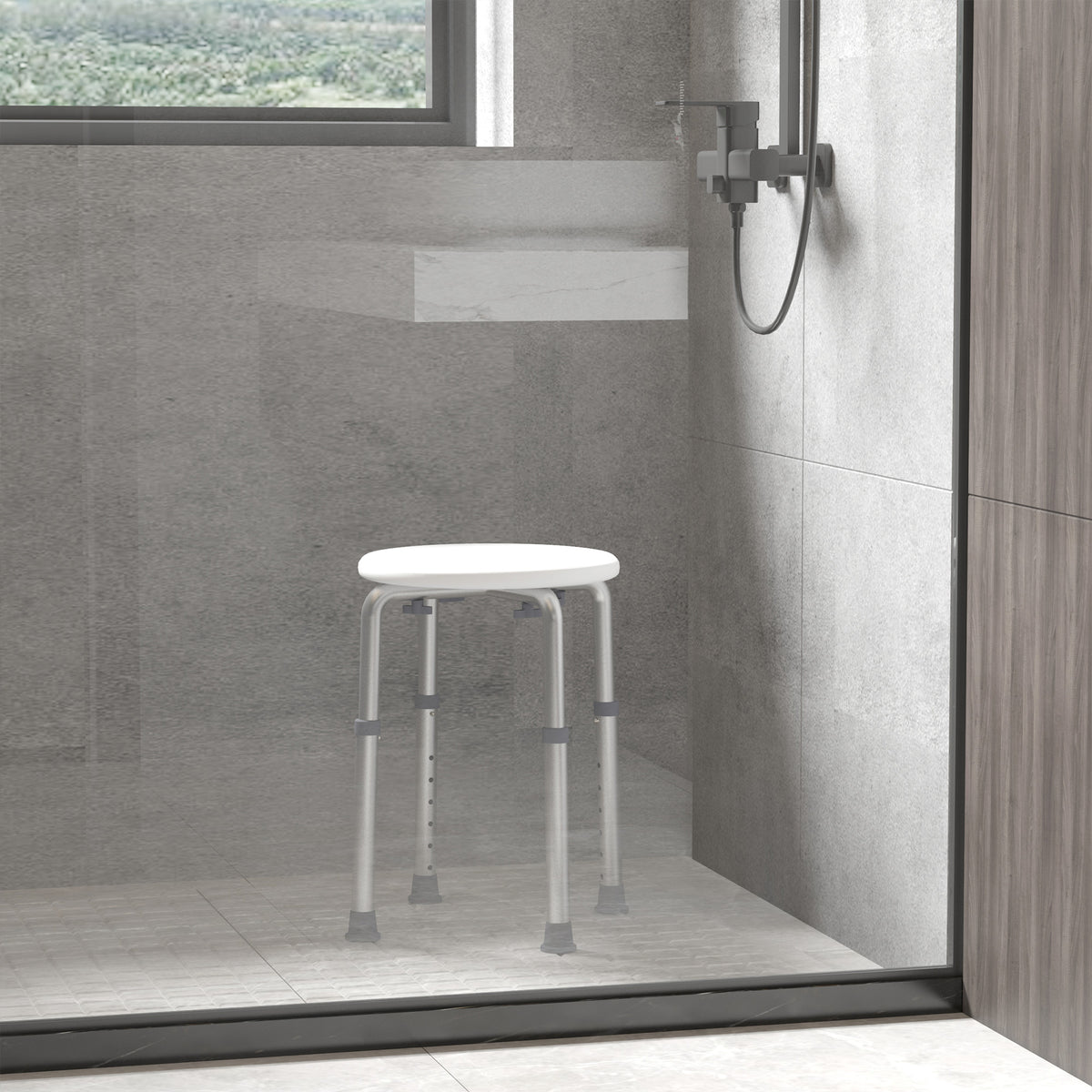 Banco de Duche Banco de Segurança para Duche com Altura Ajustável 32,2x41x35,5-54cm Branco — foto 2