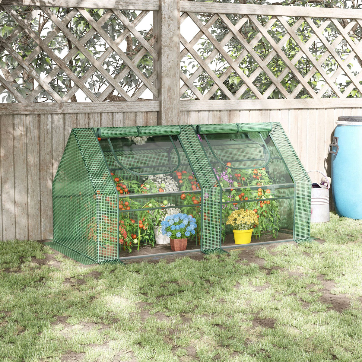 Estufa Pequena Estufa de Exterior com Proteção Dupla Janelas e Estrutura de Aço Estufa para Cultivos de Plantas e Flores 180x90x90 cm Verde — foto 2