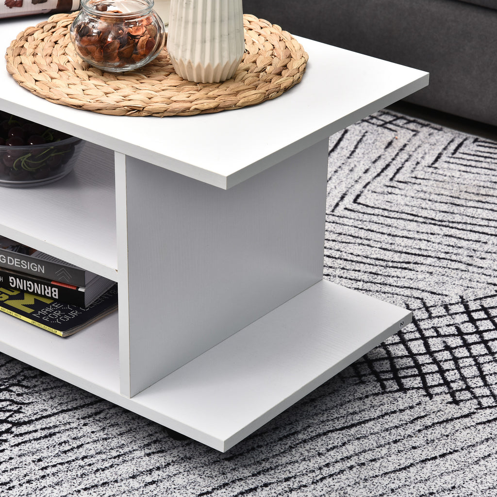 Móvel para TV para Televisores de até 42 Polegadas Móvel de TV com Prateleiras e Rodas com Travão 80x40x40cm Branco — foto 8