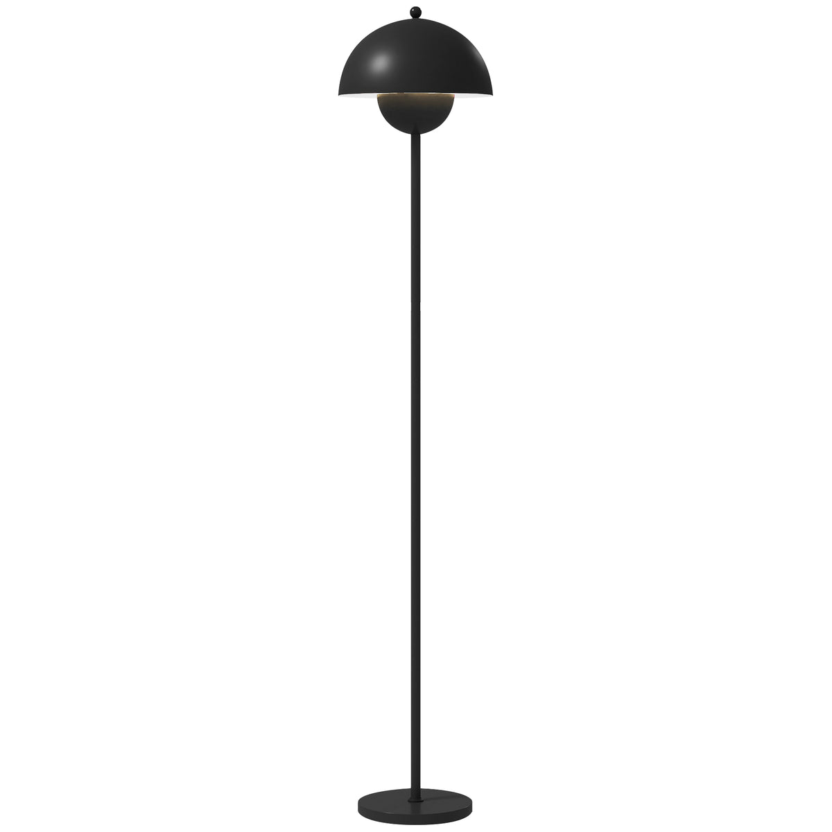 Candeeiro de Pé Moderno 155 cm Candeeiro de Pé para Sala com Ecrã em Forma de Taça Refletora de Luz Interruptor de Pé Suporte E27 sem Lâmpada para Quarto Escritório Sala de Estar Ø35x155 cm Preto — foto 1