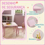 Mesa Infantil com 2 Cadeiras Mesa e Cadeiras para Crianças com Estampados de Animais para Meninos e Meninas de 3-8 Anos para Casa Escola Infantil Rosa — foto 5
