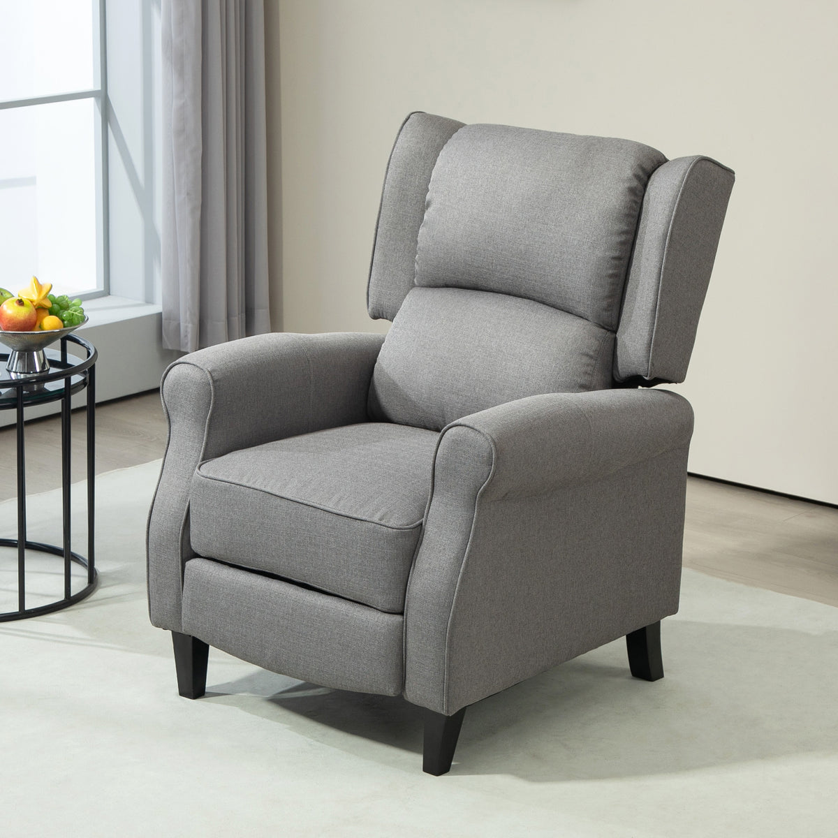HOMOM Poltrona Reclinável Poltrona Relax com Reclinação Manual até 160° e Apoio para os Pés Retráteis Poltrona Sala de Estar 77x88x102 cm Cinza — foto 2