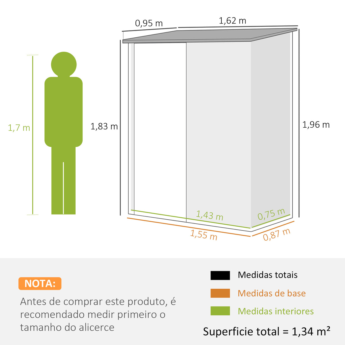 Abrigo de Jardim 1,34m² 161,5x94,5x196 cm Abrigo de Exterior de Aço Galvanizado com Porta e Fechadura para Armazenamento de Ferramentas Preto — foto 3