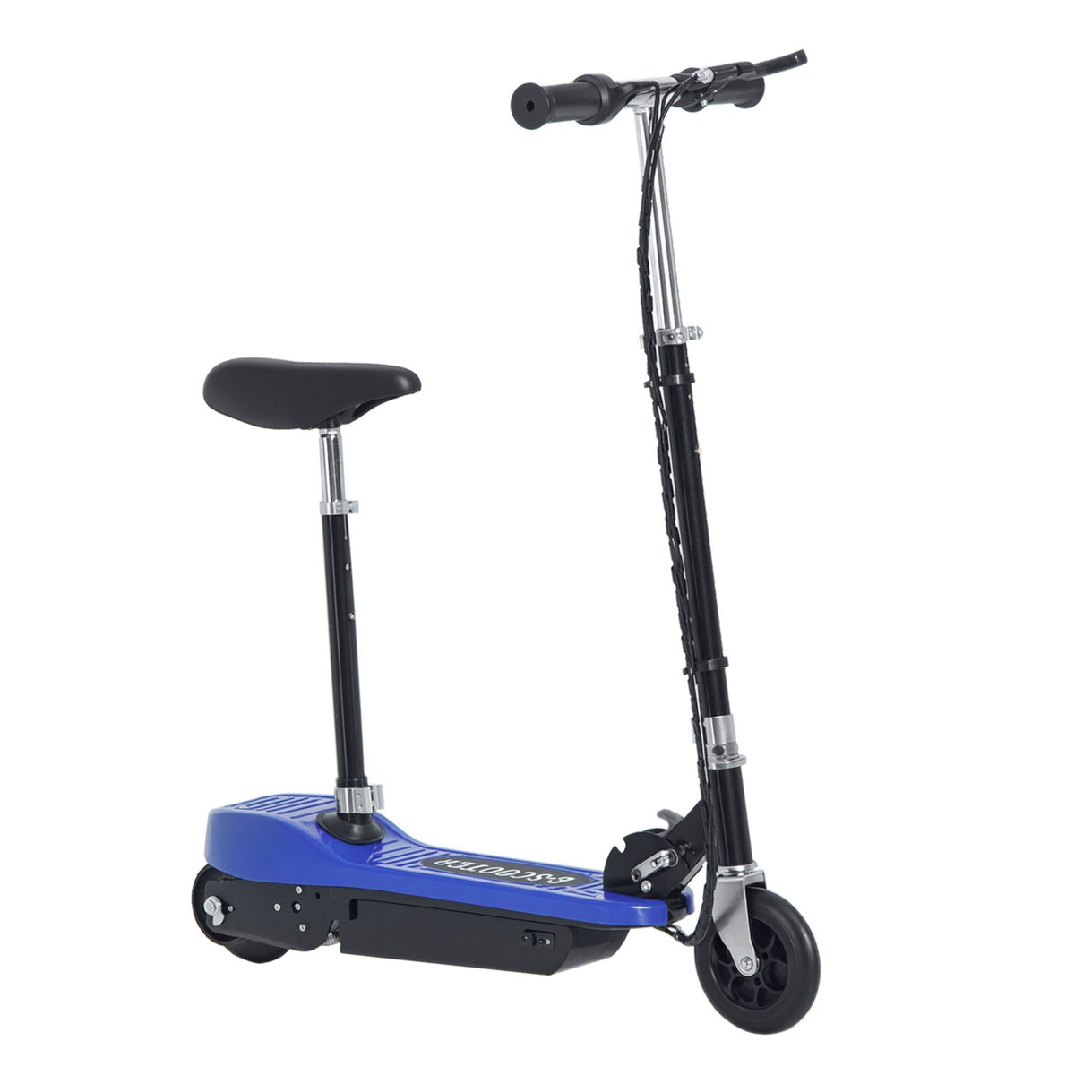 Trotinete Elétrica para Crianças Trotinete Dobrável Bateria 120W Guiador Ajustável Velocidad Máxima de 10km/h e Freio de Pé 78x37x99 cm Azul — foto 1