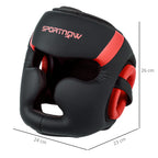 Capacete de Boxe Capacete MMA com Correia Ajustável Protetor de Cabeça para Grappling Sparring Artes Marciais Karate Tamanho L Vermelho e Preto — foto 3